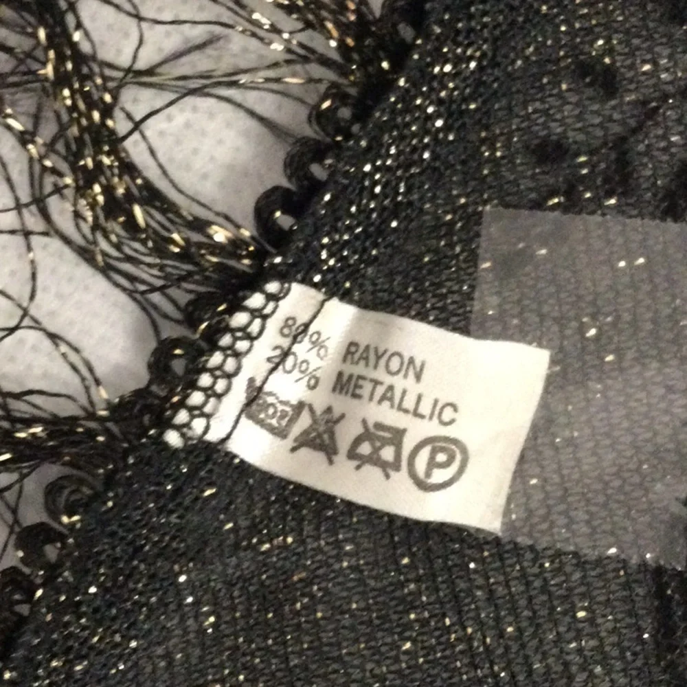 Shawl Black & Gold  w/Black Velvet flowers #339